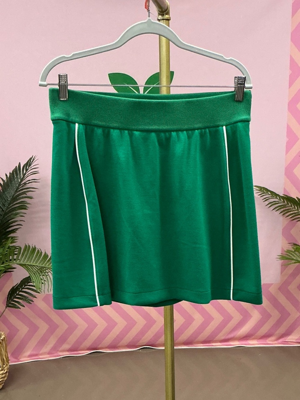 SPANX Green Mini Skirt with White Piping